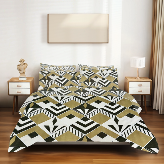 SineCRAFT Creations Super King Size 108X108 Inches Super Soft Glace Cotton Double Bed Bedsheet with 2 Pillow Covers (Geometric)