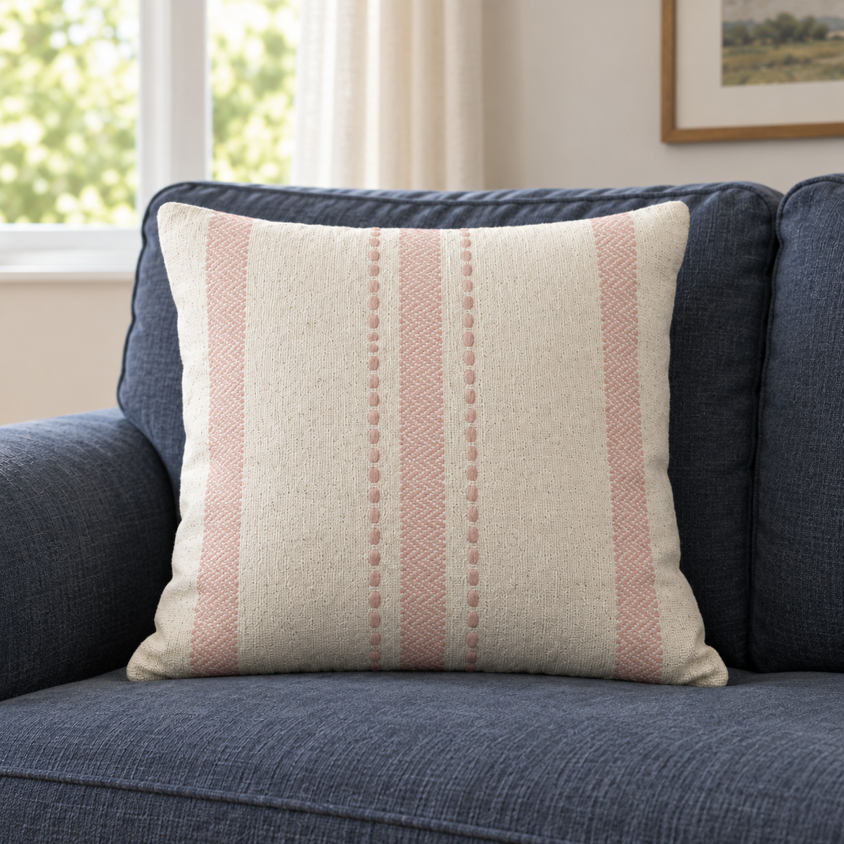 Stripe Textured Cushion Cover 18X18 Inches (Cover Only)