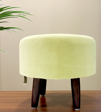 SineCRAFT Creations Ottoman Stool for Living Room - footrest with 4 Wooden Legs 14 Inch Pistachio Green