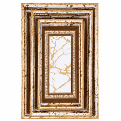 Set of decorative set of  3 trays with marble effect on a white background